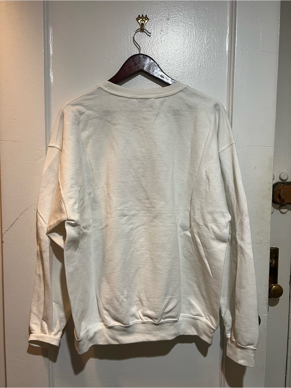 Custom Nike White Crewneck Sweatshirt with Pink Heart Logo - Picture 3 of 4